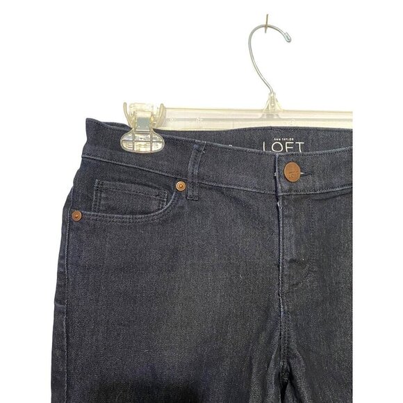 Ann Taylor Loft Modern Kick Crop Denim Jeans Dark Wash Stretchy Wimen’s 27/4P - Picture 2 of 9